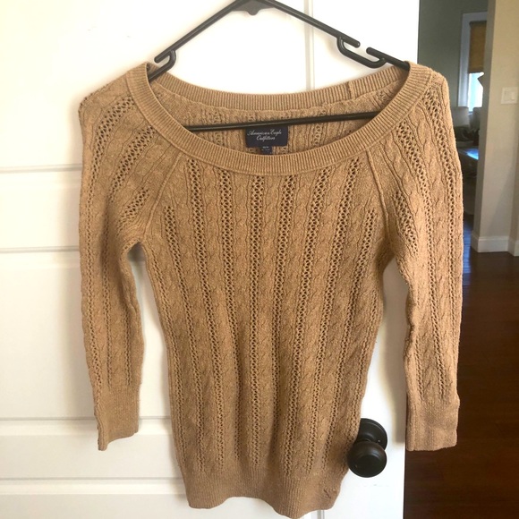 American Eagle Outfitters Sweaters - AE Open Knit, Crew Neck, Taupe Sweater